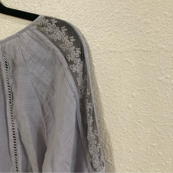 Solitaire Women’s Top Blouse Lavender Lace Flared Sleeve Pleated 3/4 Sleeve S - Picture 5 of 16